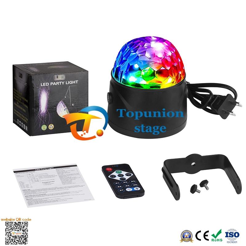 Mando a distancia LED pequeño Magic Ball Mini Crystal Light Seven Láser controlado por voz en color