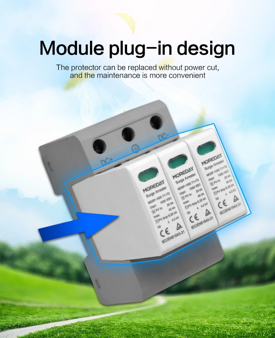 Componente electrónico SPD Tipo II T1 T2 protector de transitorios único Protector contra transitorios fase 3p