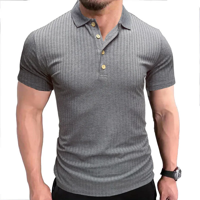 Polo Shirt for Men with Short Sleeve Stitching Lapel Top Bottoming Shirt Trendy T-Shirt