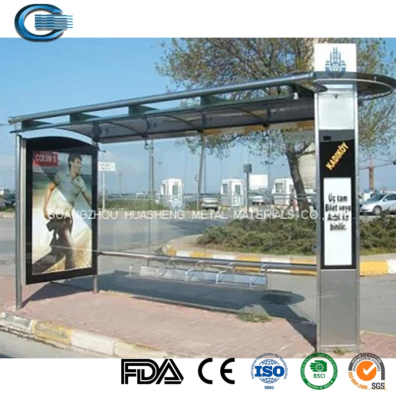 Huasheng Bus Stop Enclosures China Advertising Bus Stop Shelter Manufacturing Bus Stop with Multi Poster LED Standing Scrolling Light Box