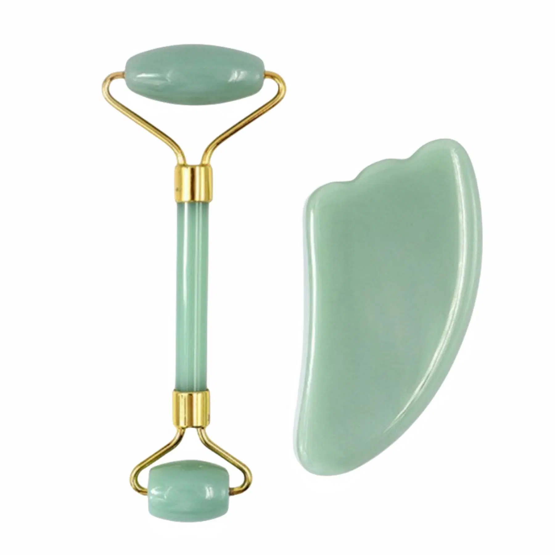 Mayorista Anti Aging Green Jade Roller y Gua Sha Set