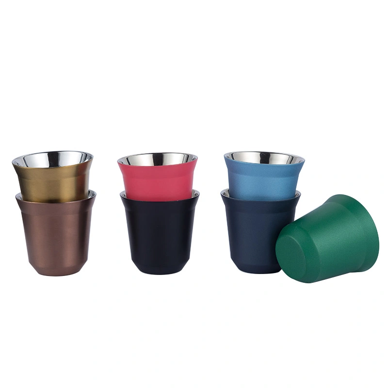 Vaso de acero inoxidable aislado de doble pared copas Nespresso productos a granel 80ML 160ml taza de café viaje reutilizables.