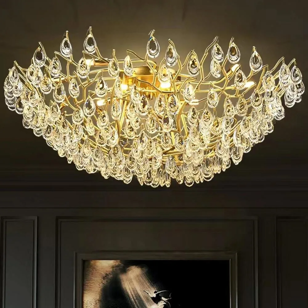 Modern Hotel Lobby Villa Decoration Pendant Light LED Crystal Chandelier