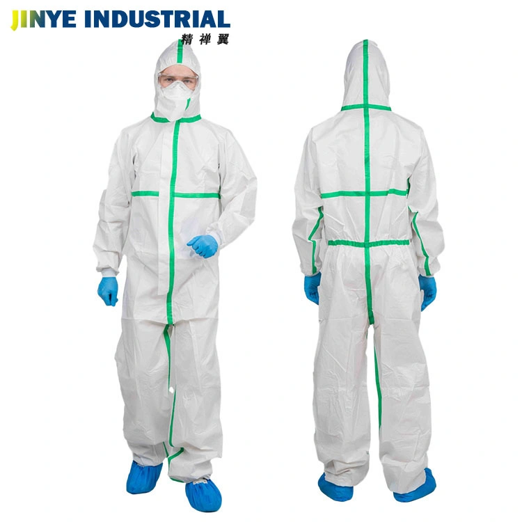 Type 5/6 Non Woven Protection Coveralls Light Disposable Safety Coverall Hazmat PPE Suit