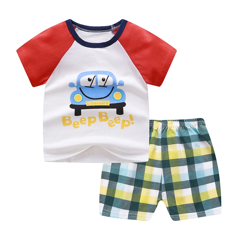 Ropa de bebé al por mayor Ropa de diseñador para bebés Conjunto de ropa de niño con camiseta de manga corta de algodón 10% de descuento