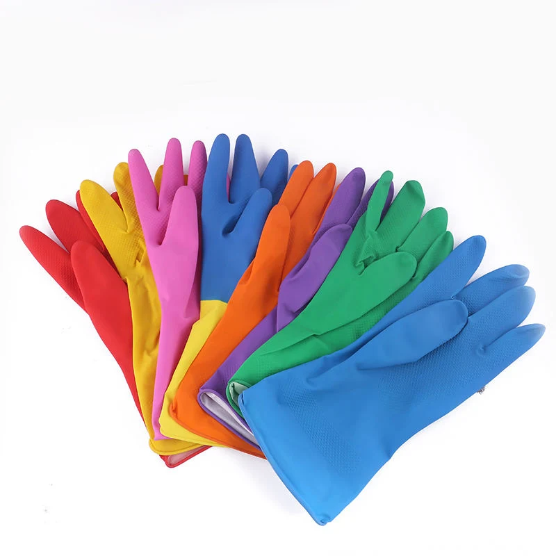 Daily Use Reusable Waterproof Natural Latex Rubber Yellow Laundry Kitchen Clean Dish Washing Household Gloves