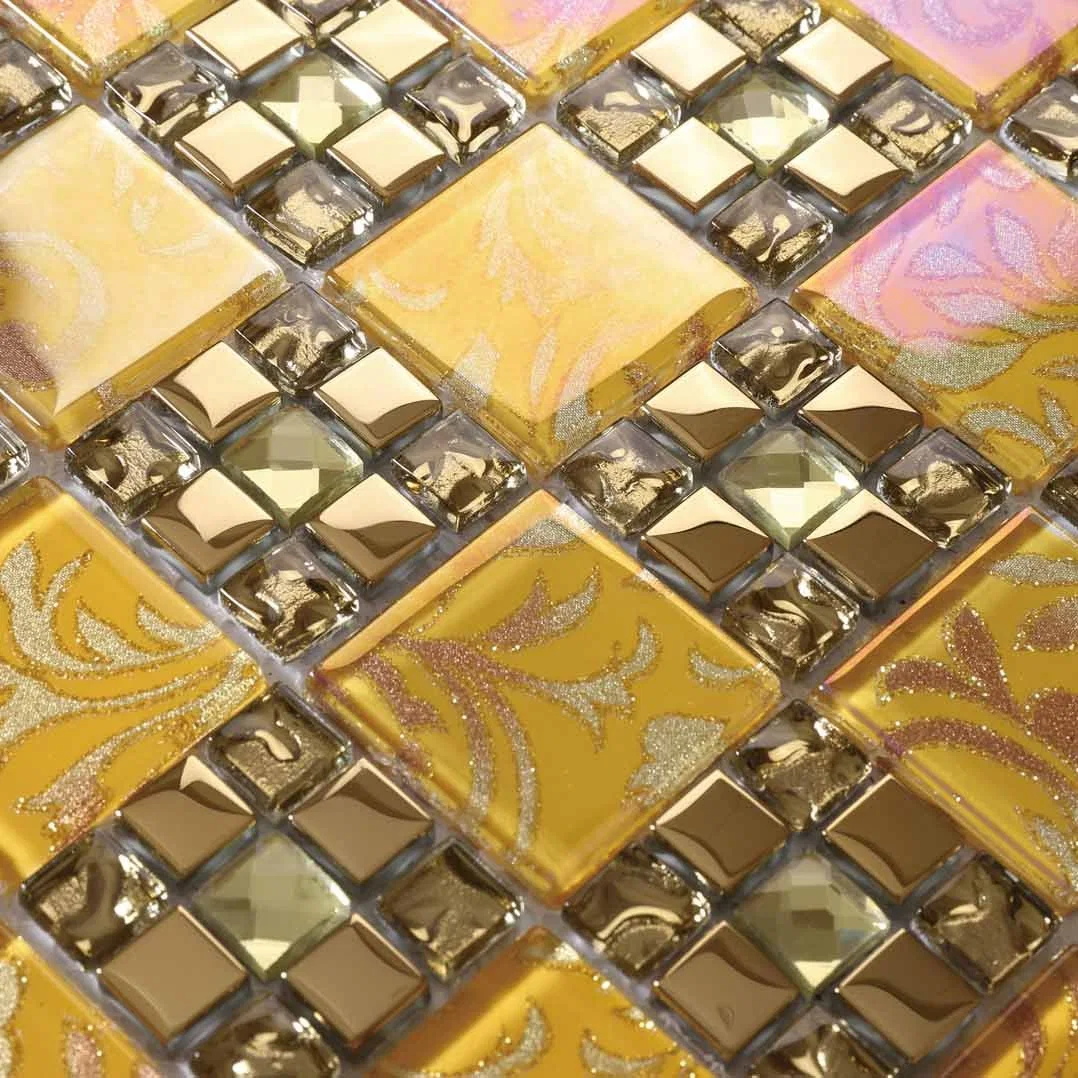 Mosaico de la pared de Oro El oro de bienvenida de vuelta de cerámica de colores iridiscentes mosaico de vidrio mezcla