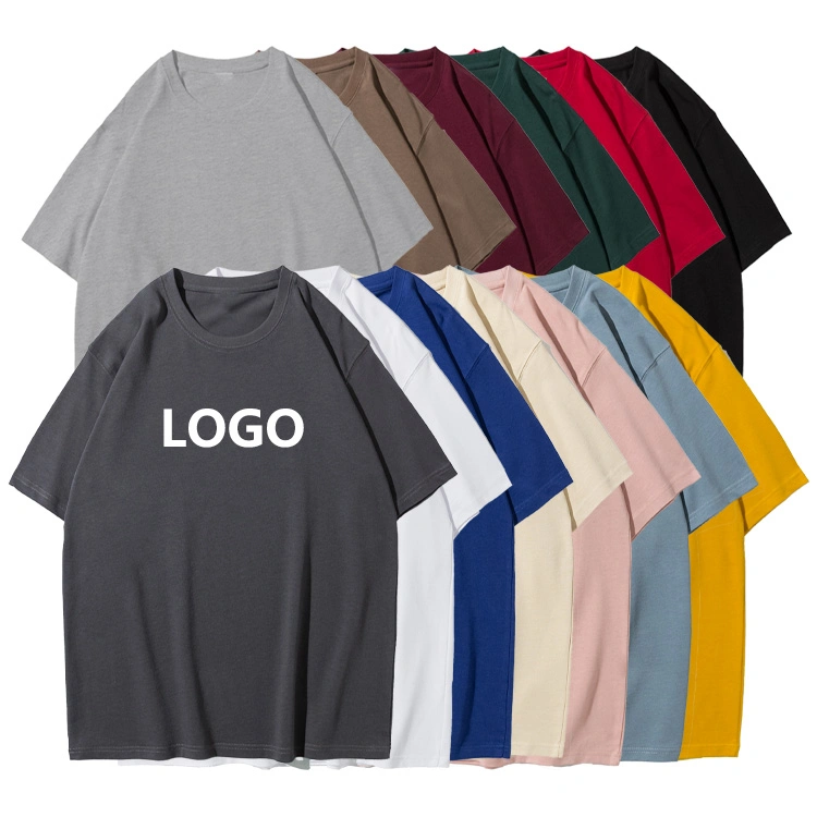 Camiseta de gran tamaño con cuello redondo y diseño de camiseta 100% algodón 280 GSM pantalla de impresión Peso pesado normal Plus Tamaño hombres sueltos′ S T Camisas ropa