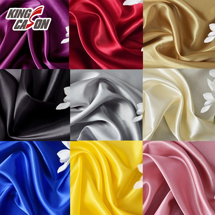 Kingcason Polyester 100% RPET 50d 75D Woven Textile Waterproof Silk Spandex Satin Lining Fabric for Dress