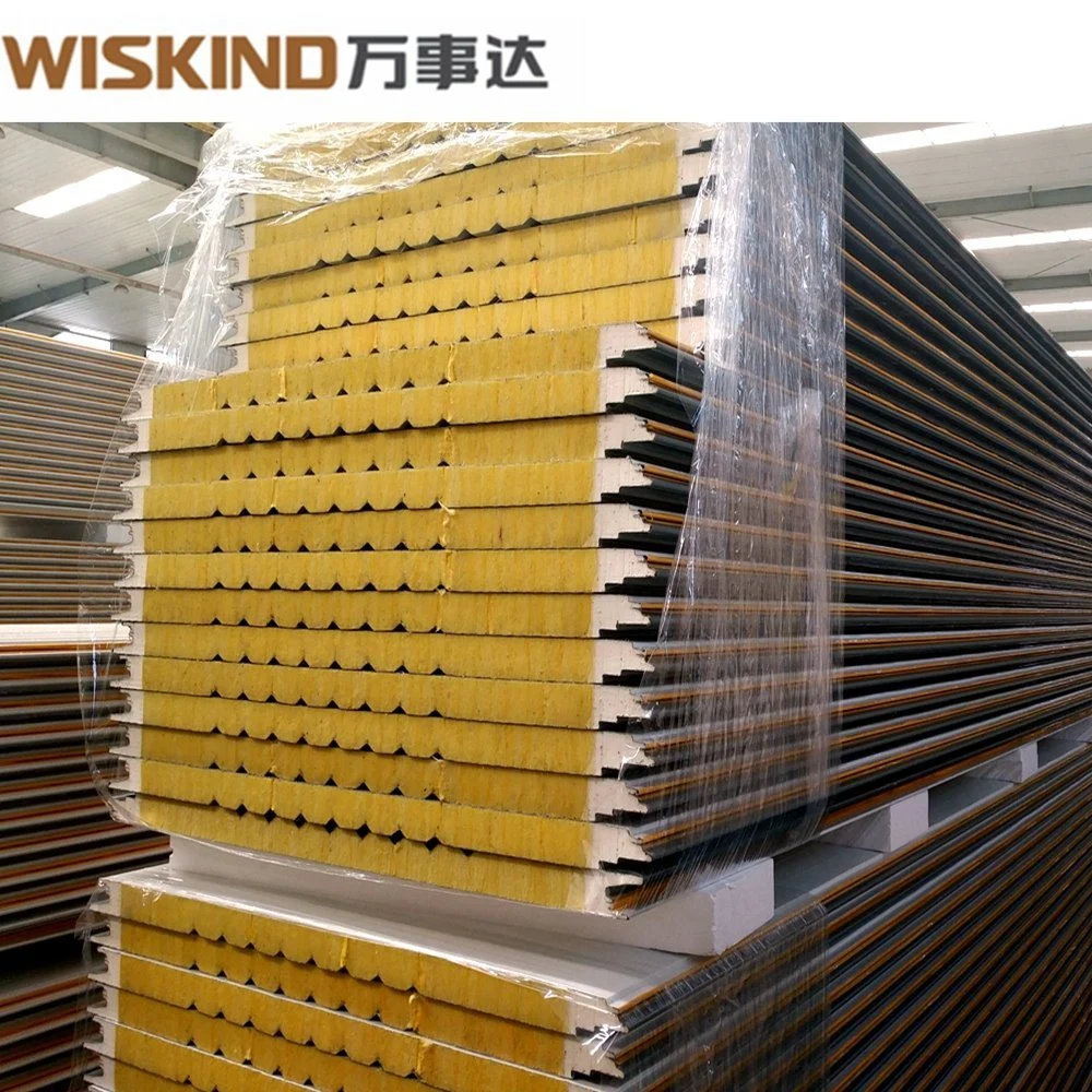 Rock Wool Sandwich Panel Roof Wall of Steel Structure with Good Fireproof