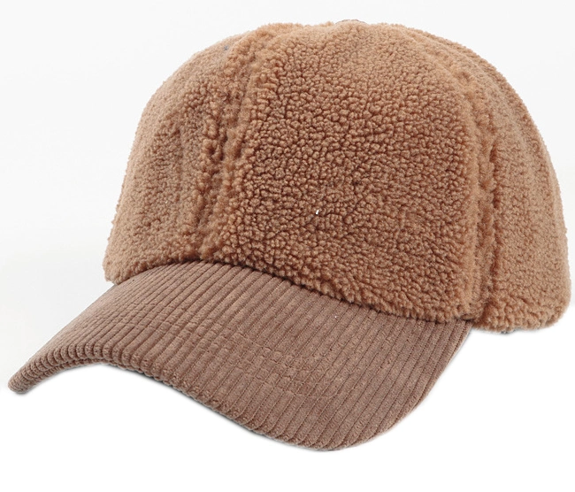 New Fashion Adult Faux Wool Adjustable Strap Winter Corduroy Brim Warm Fashion Cap