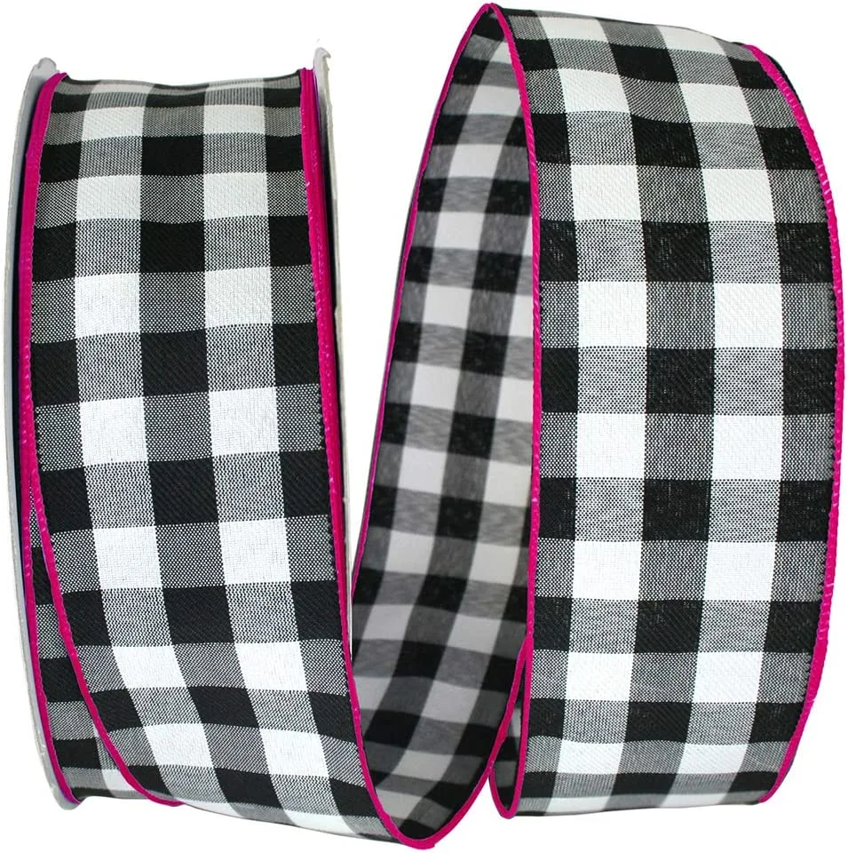 Factory Custom Ribbon Gingham Plaid Polyester Ribbon for DIY Packing Gift Wrapping Gift Ribbon