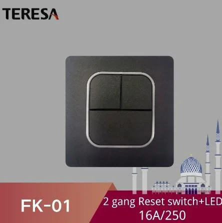 Black Acrylic Scrub Material LED Around Reset Push Button Wall Switch