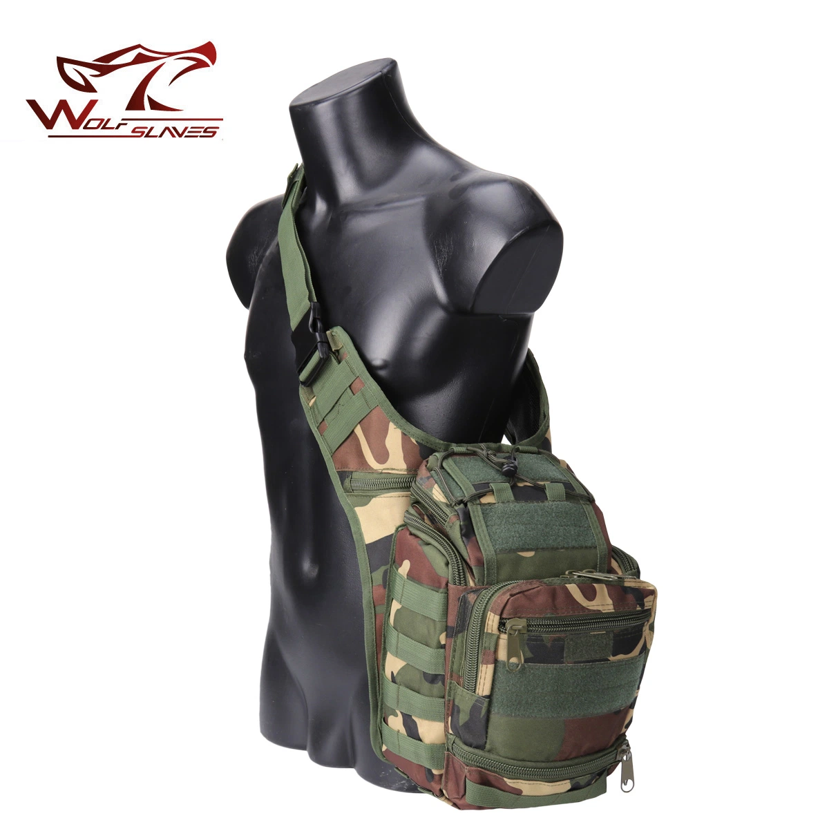 Bolso de nylon engranaje táctico de estilo militar negro Haversack bolsa