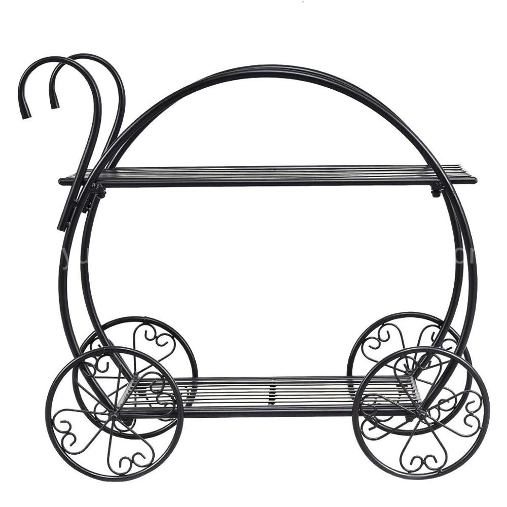 Metal Plant Layer Flower Pot Cart Display Rack