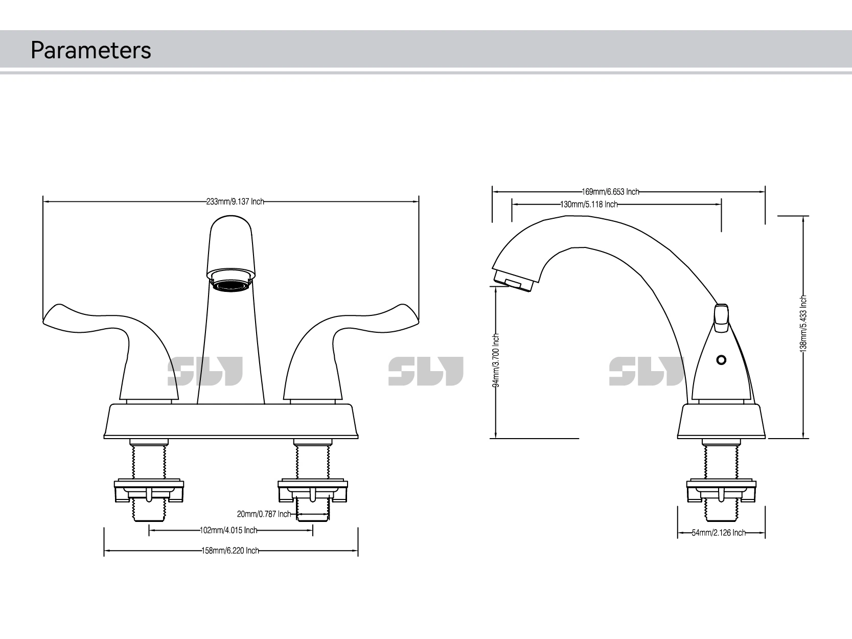 Modern Design Lavatory Basin Two Handle Bathroom Basin Mixer