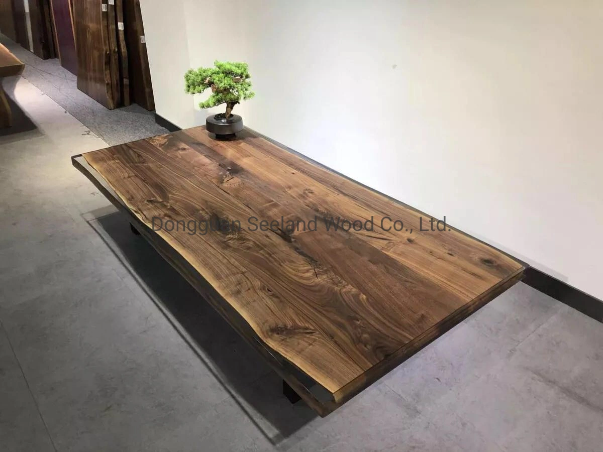 Nogal negro americano y resina epoxi Live Edge Multi-Plank mesa