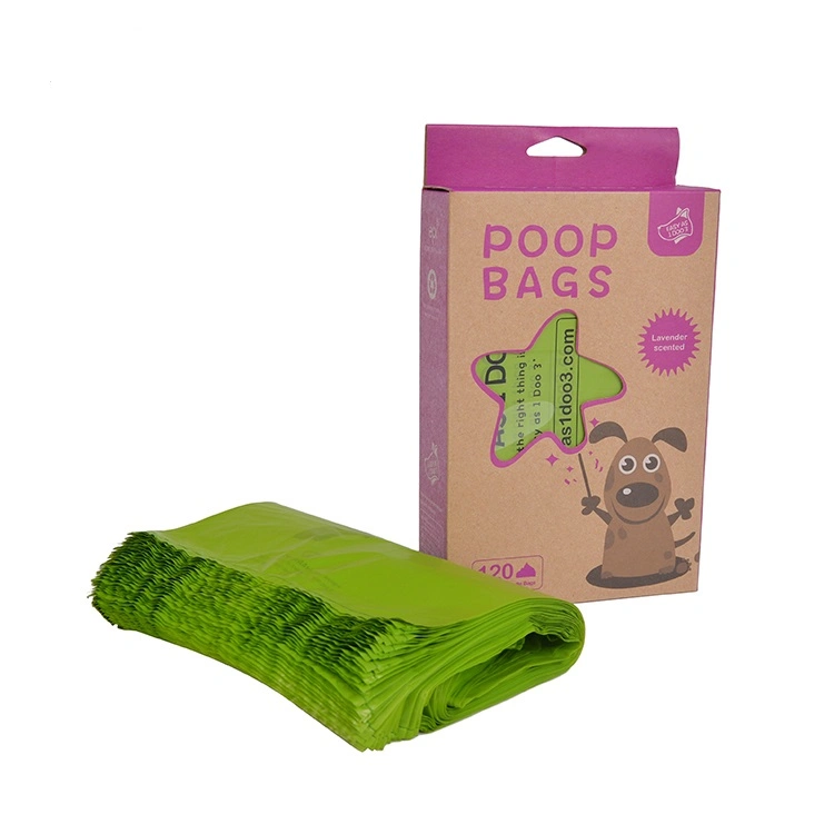 Custom Flat Pack Wasserdichte Kommerzielle Qualität Organic Tasche Standard-Lagerung Bio-basierte Poop Hund Haustier Abfallbeutel in Bulk