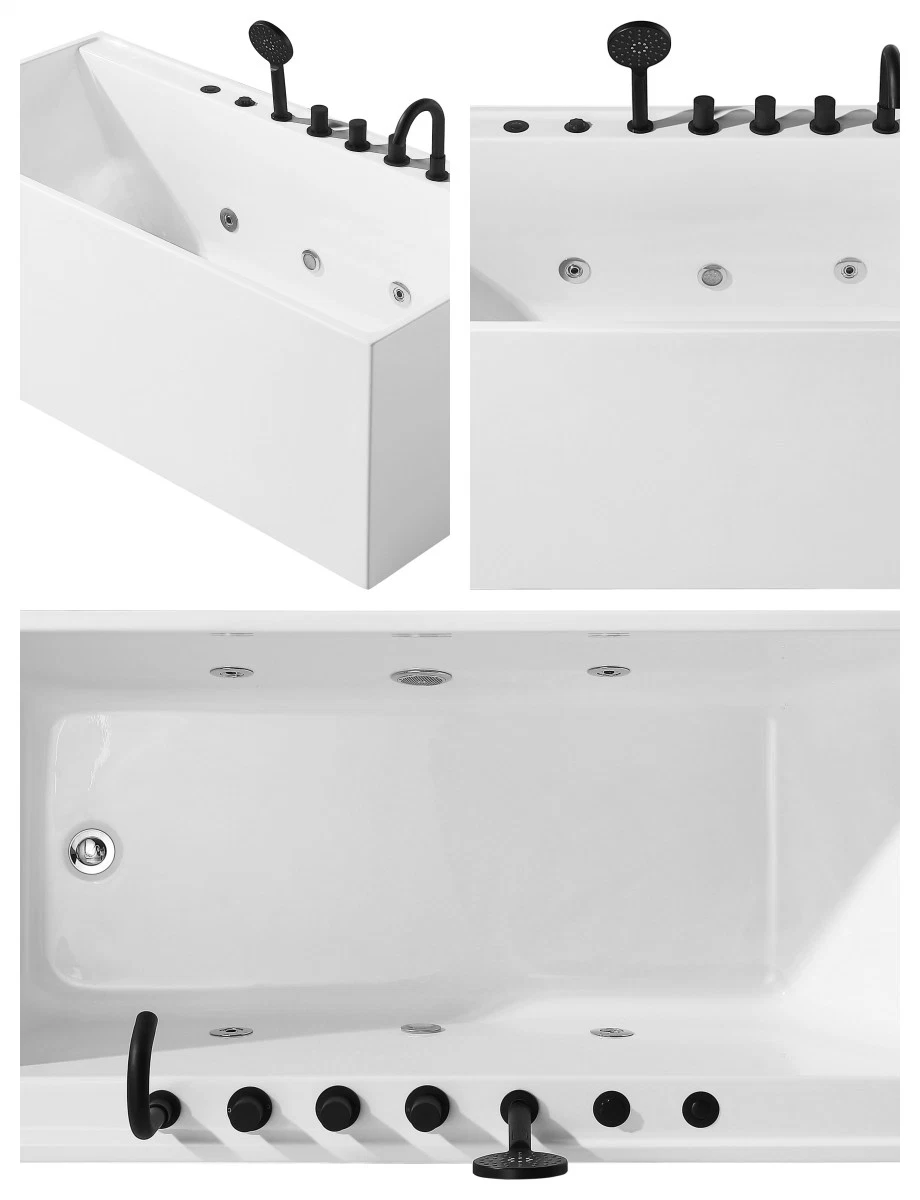 Adult Bathroom Outdoor Jacuzzier Massage Whirlpool Acrylic Rectangle Hot SPA Bathtub