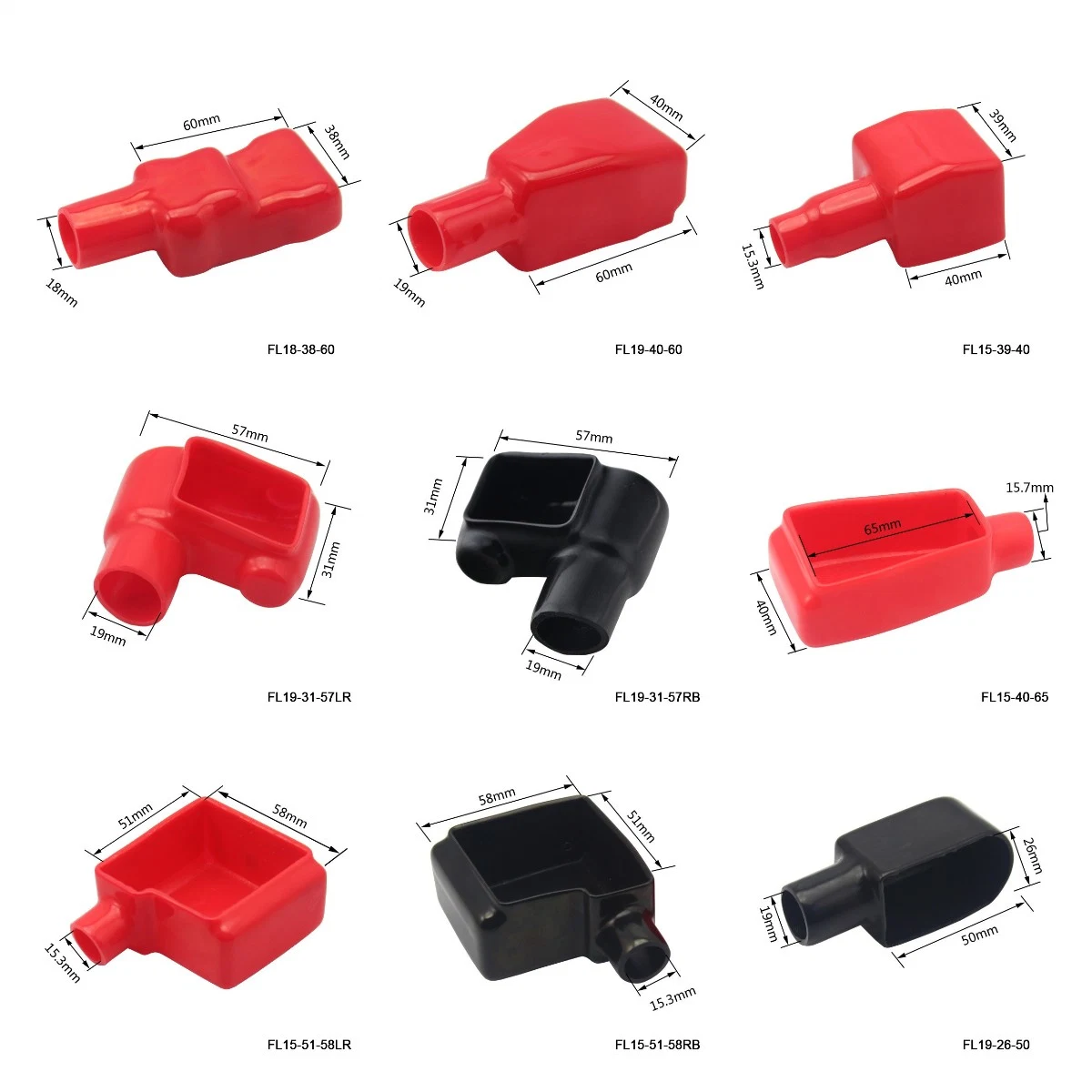 Cache-bornes de batterie en PVC souple pour voiture automobile noir et rouge Protecteur de protection en caoutchouc de batterie de montant supérieur