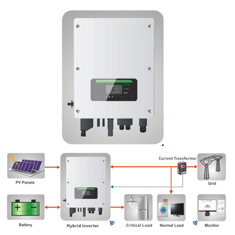 Panneau solaire monophasé 10 kw marche/arrêt à grille Système d'alimentation avec batterie au lithium de 20 kW