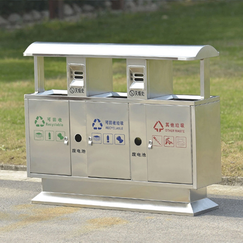 Brushed Stainless Steel Can Shape Rubbish Bin/Dustbin for Government and Public Area