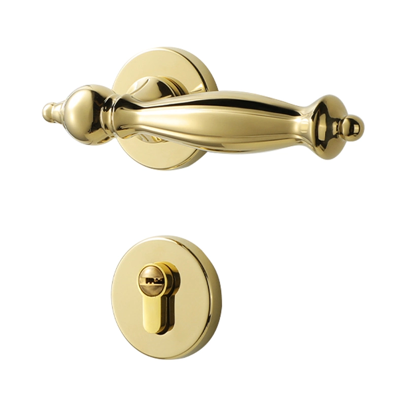 American Retro Interior Door Handle Lock Gold Bronze Door Handle for Wooden Door