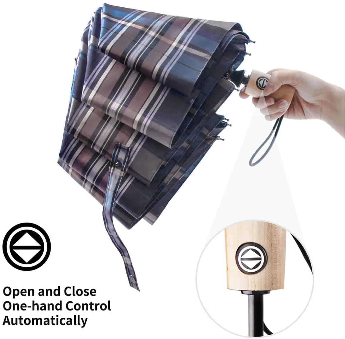 Fuerte Windproof portátil ligero y compacto de plegado paraguas para dos personas para los amantes de los hombres, mujeres y -Auto abrirse y cerrarse con una mano