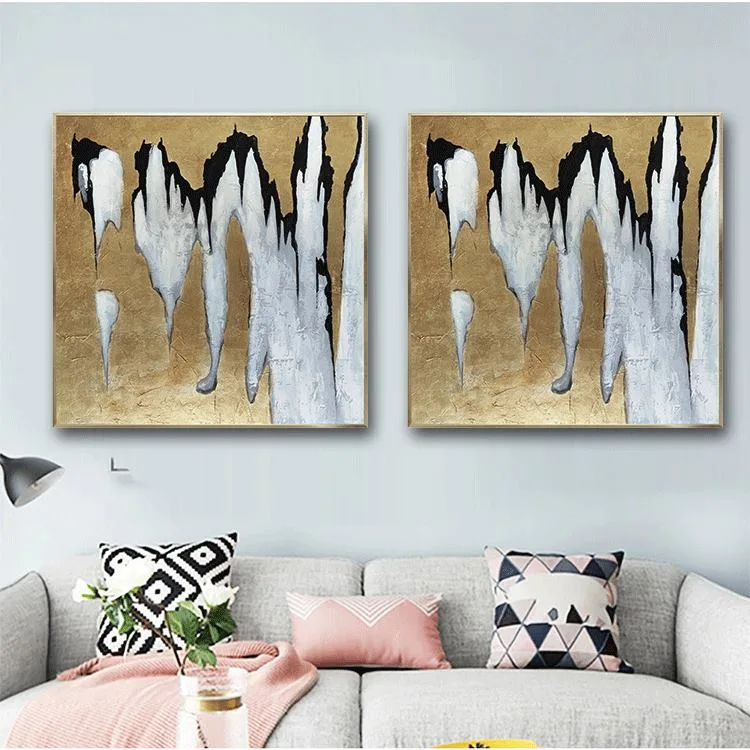 Modern Art Abstract Canvas Oil Picture Hanging Kit Large Wall Paintings for Living Room Framed