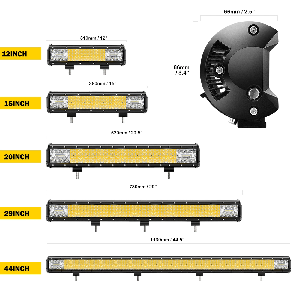 Super Bright DOT 4 Quad Rows 15" 22" 32" 42" 52" Inch 24volt Curved LED Bar Offroad 4X4 Truck Car LED Light Bar