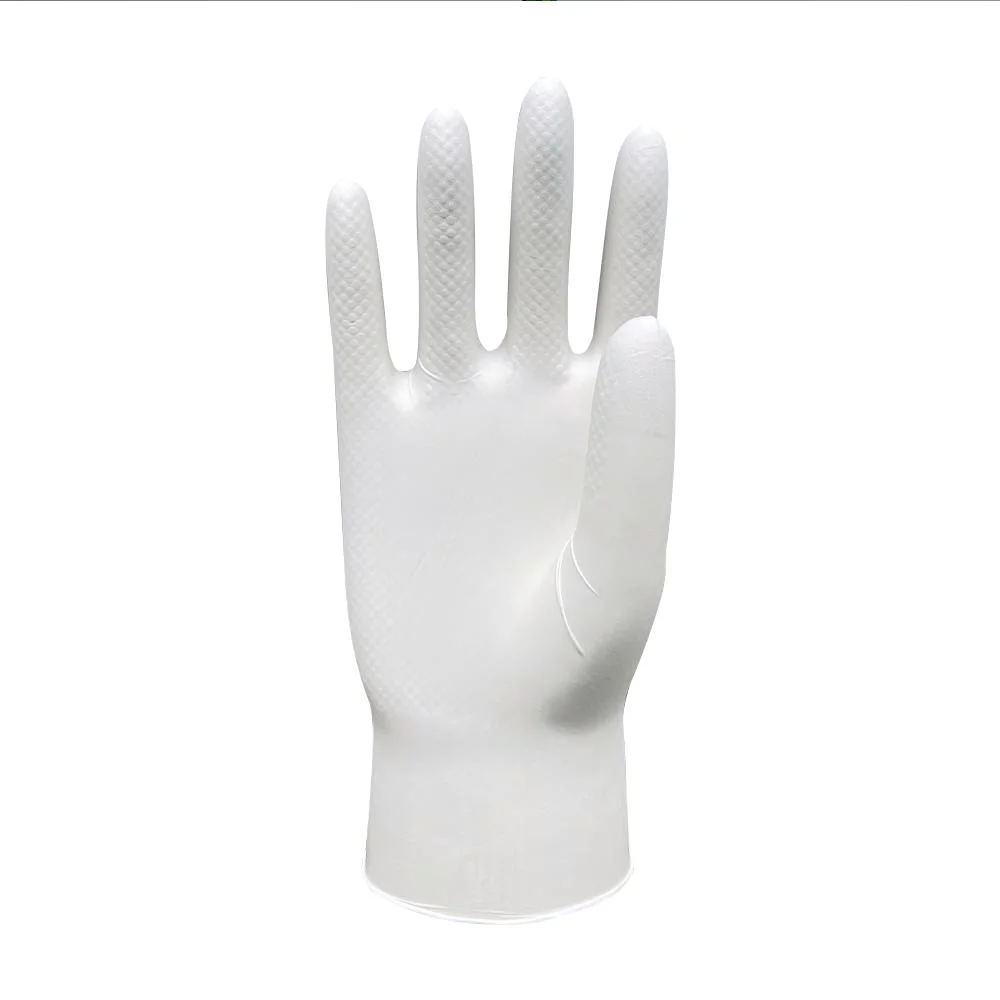 Guantes de nitrilo blanco de alta elastina suave de tacto de vinilo Guantes desechables para exámenes