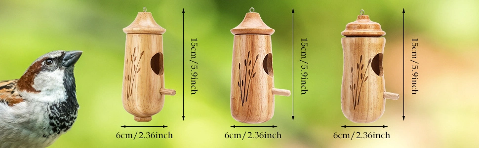 Wood Flower Carving Hummingbird House Hummingbird Nest for Outside Hanging Birds Nest