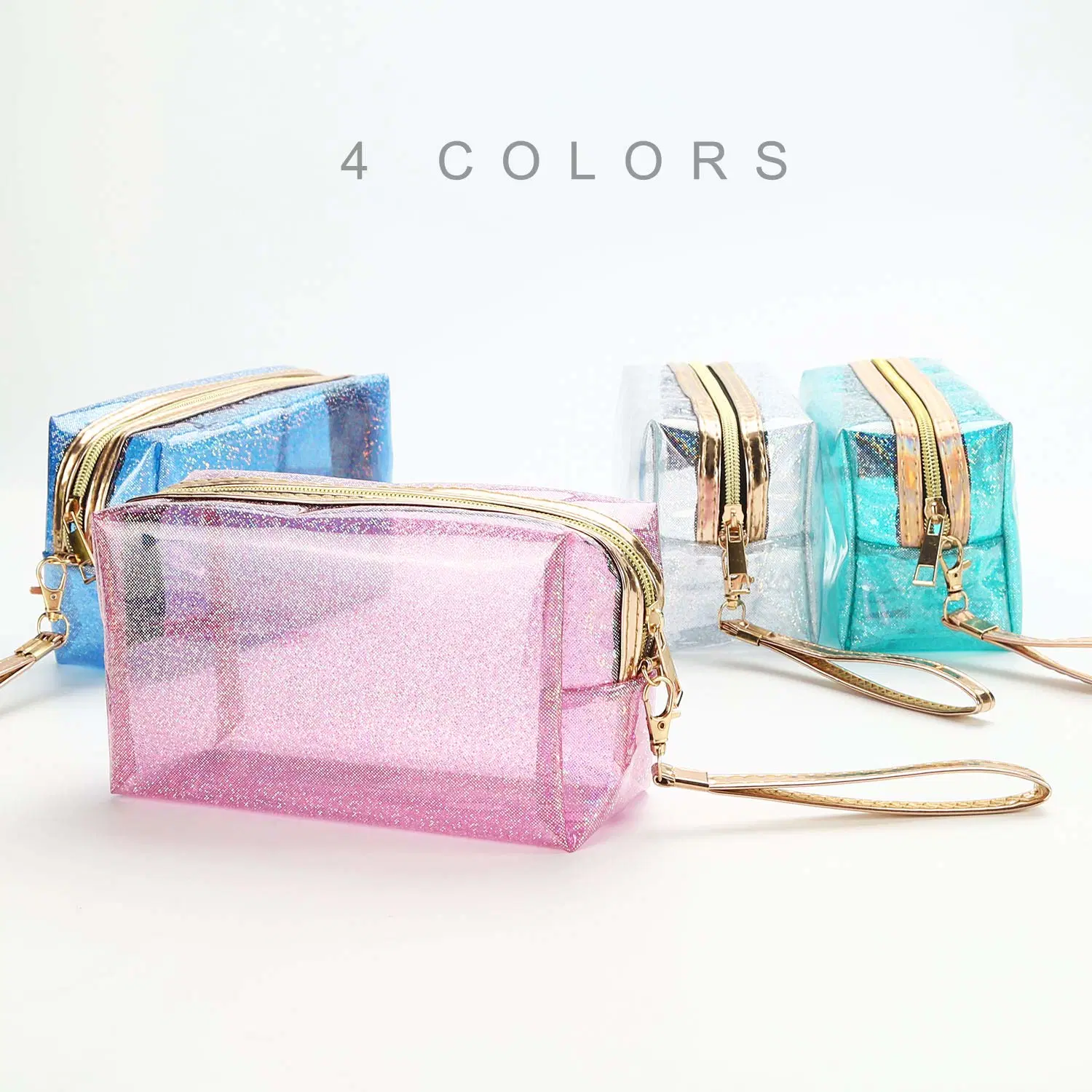 Bolsas de cosméticos impermeable transparente de PVC bolsa de aseo con cremallera de la bolsa de maquillaje claro portátil