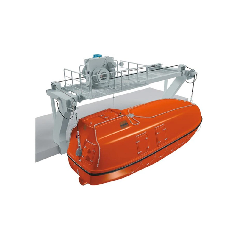 Solas F. R. P. Fiberglass Totally Enclosed Lifeboat with Davits