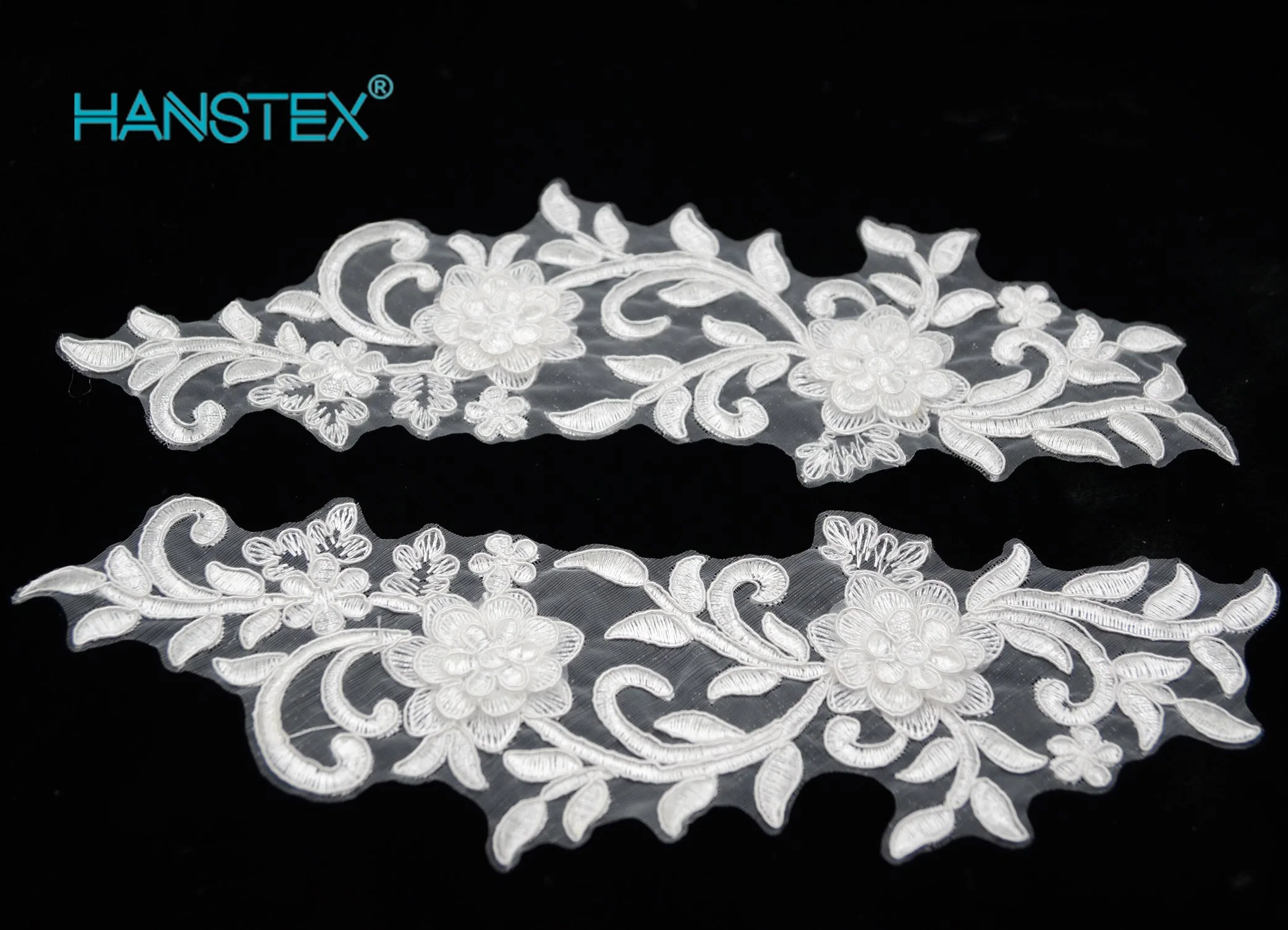 Wholesale/Supplier Fancy Lace Applique Patches Embroidery 3D Flower Pair Lace Polyester Cut-out DIY Accessories Bridal Wedding Dress