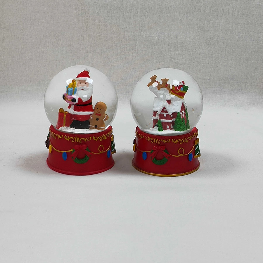 Customized Made Snowball Christmas Santa Claus Snowman Resin Snow Globe with Music