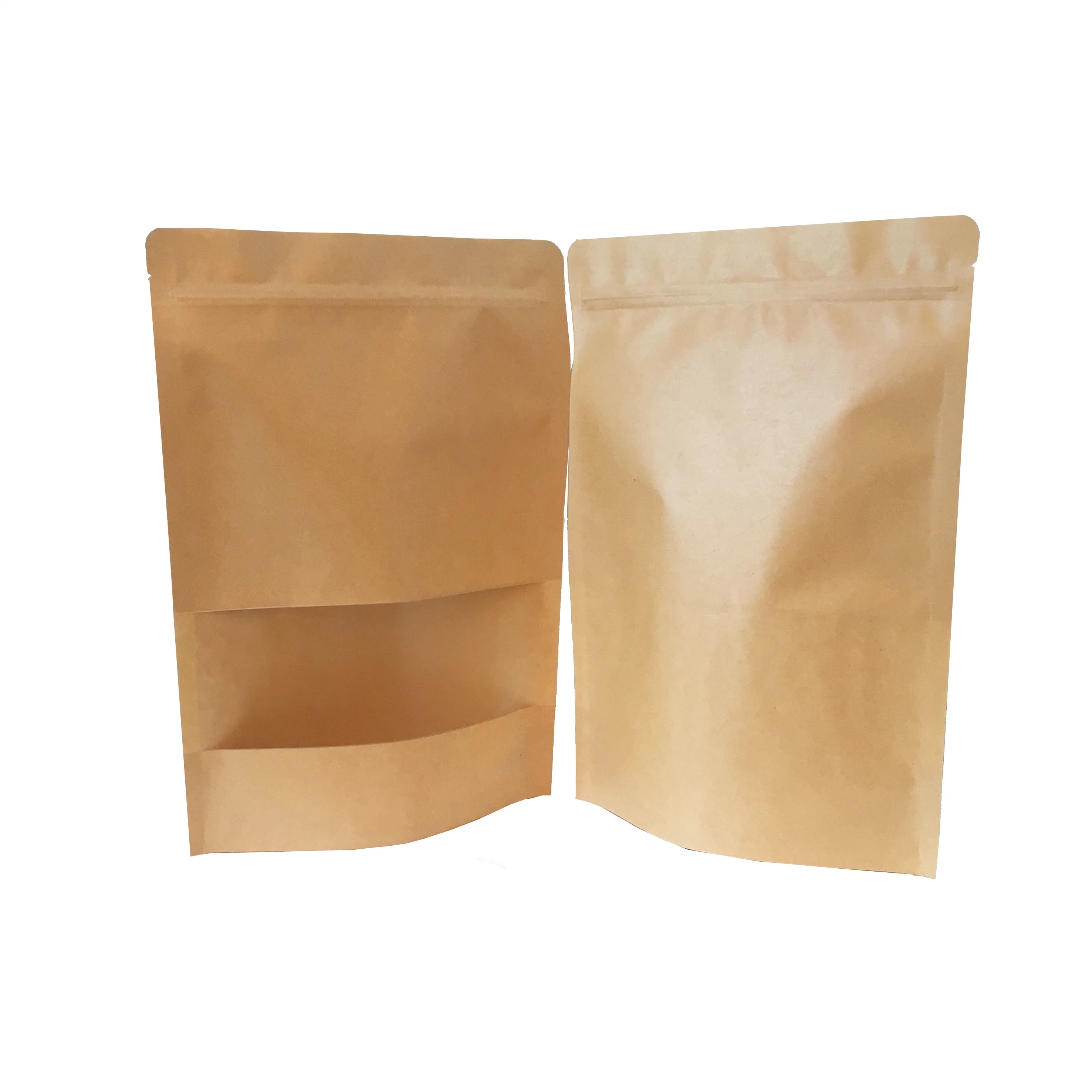 Customized Design Stand up Kraft Paper Plastic Food Packaging Bag for Tea Coffee Nuts Cookies