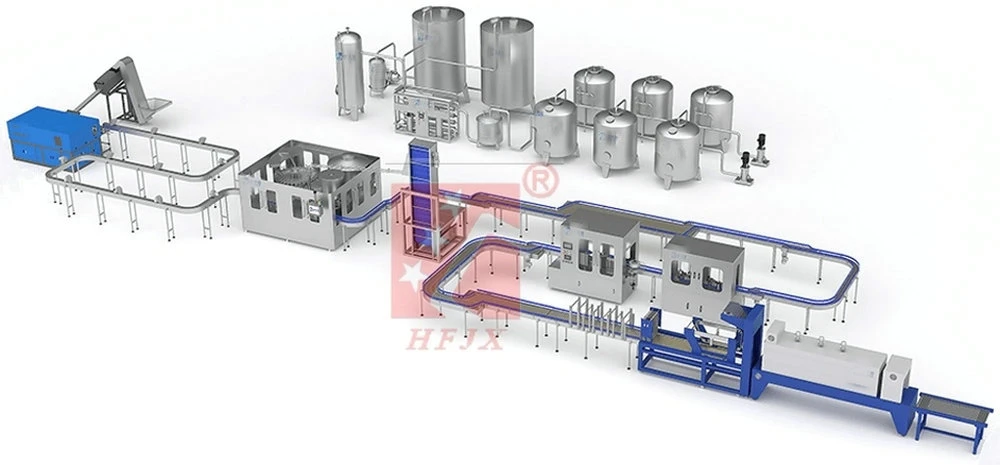 Machine de remplissage de bouteilles d'eau minérale pure, de jus d'agua fresca, de boissons gazeuses, de lait, de mise en bouteille de boissons et d'étiquetage d'emballage