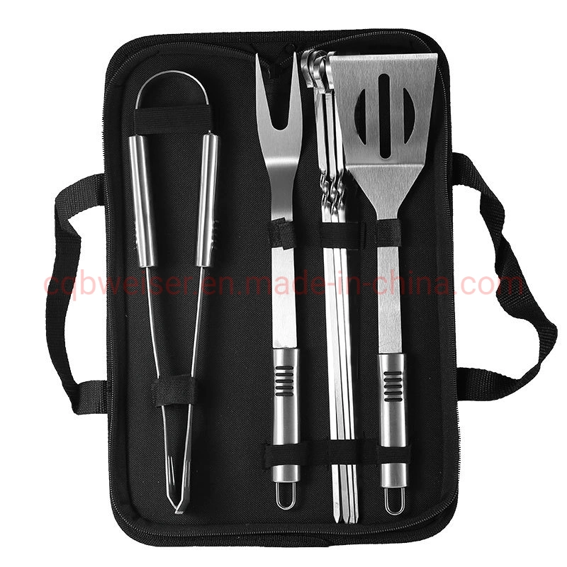 Portable Camping Outdoor Picnic Accessories BBQ Tools with Canvas Bag