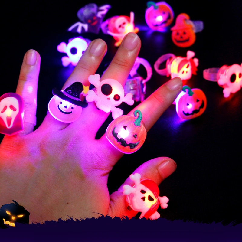 Glowing Rings Flashing Finger Lights Christmas Toys Push Gifts