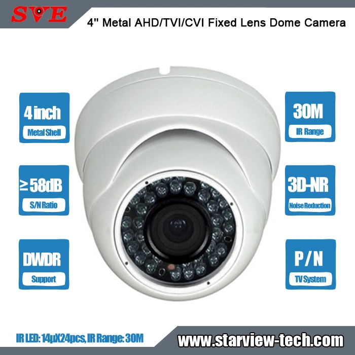 4 Zoll Metallgehäuse OSD UTC BNC Weiß 3D-Nr Rauschen Reduzierung Wasserdicht IR 30m Bereich NTSC / PAL AHD/TVI/CVI IP66 Dome-Kamera Für Die Sicherheit