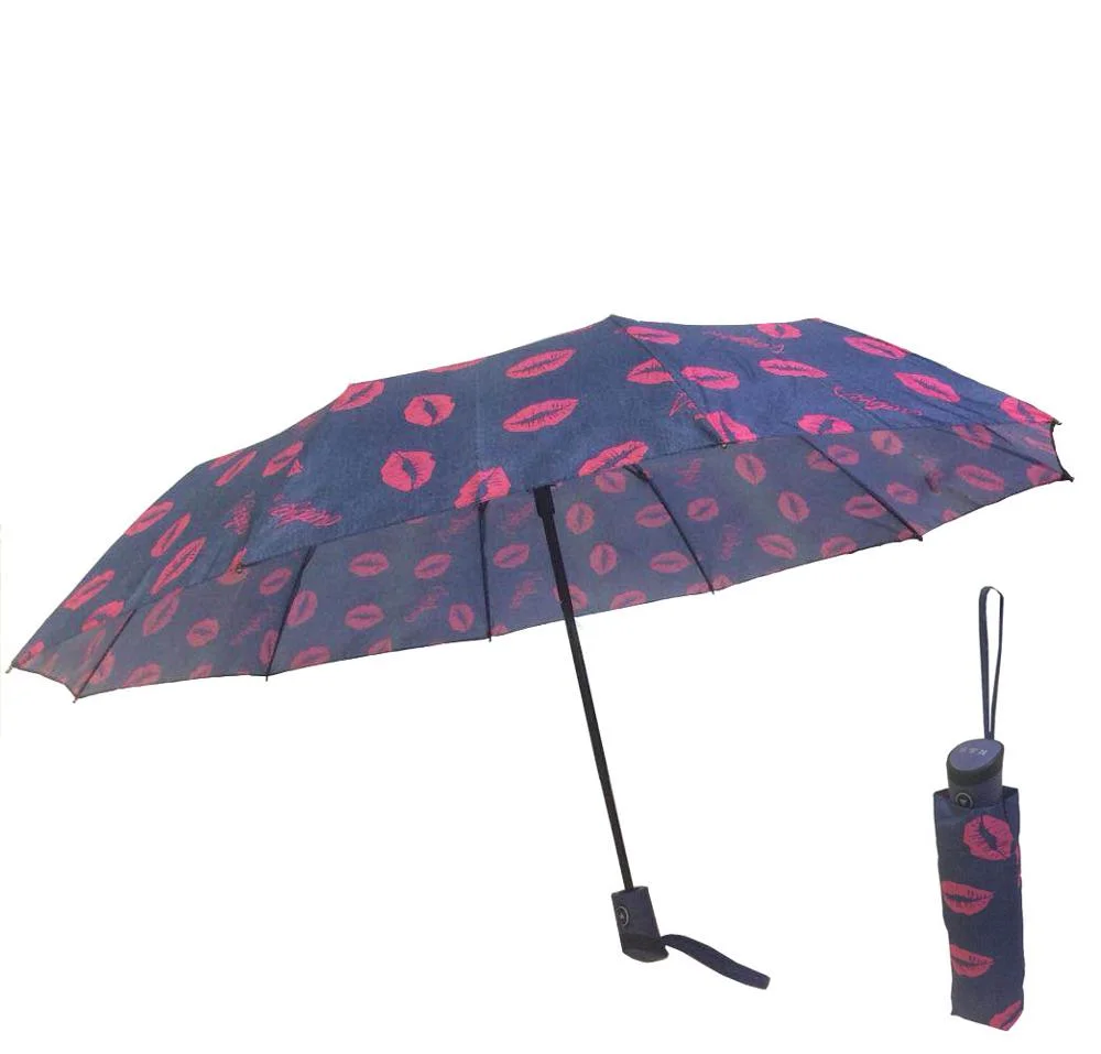 Lips Sun Umbrella Ladies Simple Solid Color Folding Umbrellas Rain Dual-Use Small Fresh