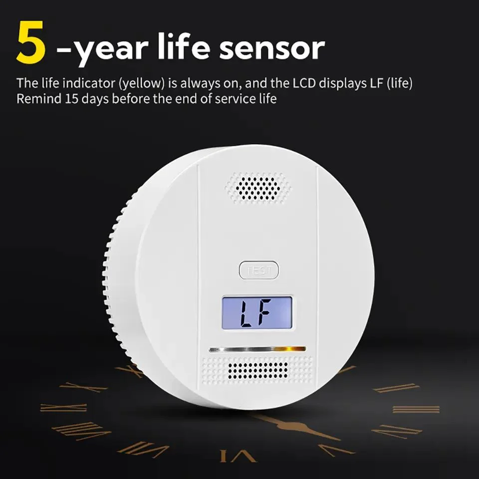 Sumring Professional Manufacturer En50291 Gas Leak Carbon Monoxide Detector LCD Real- Time Display Battery Powered Co Alarms