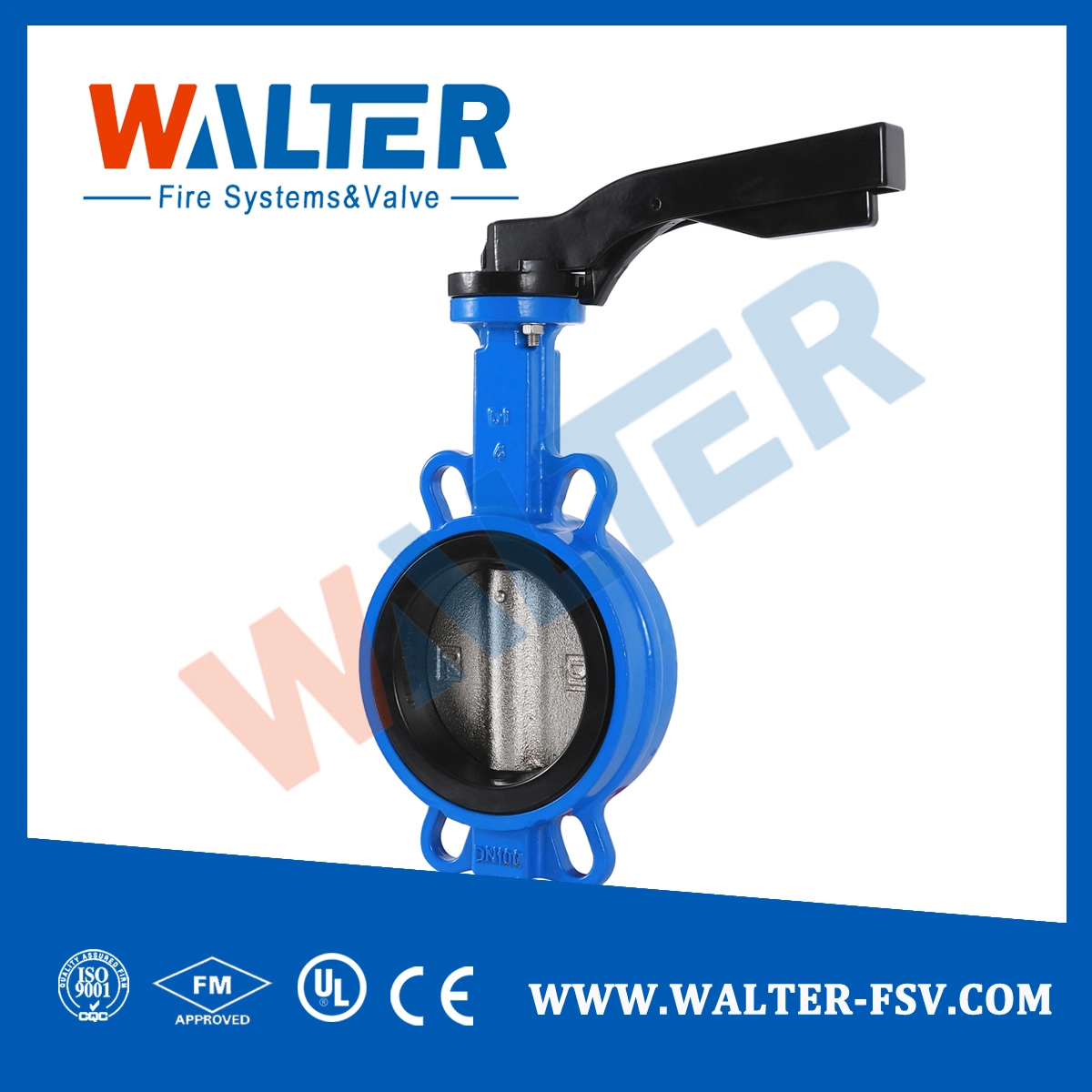 DN100 Lever Operat Cast Iron Wafer Type Butterfly Valve