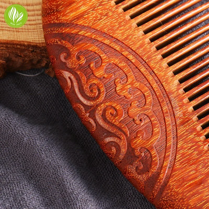 13cm Black Gold Sandalwood Double-Sided Carved Wooden Comb Hairdressing as a Gift
