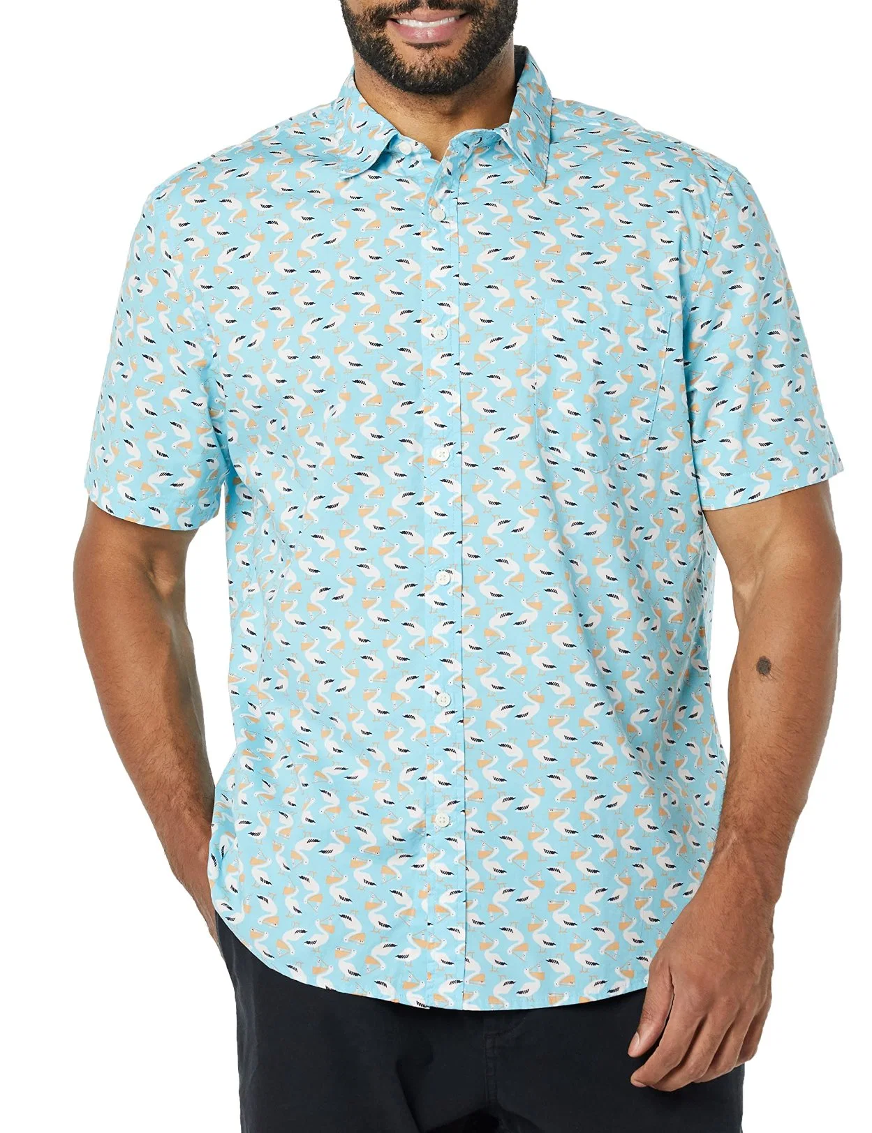 El verano de los hombres Short-Sleeve personalizado Regular-Fit estirar Poplin camisa casual para hombres