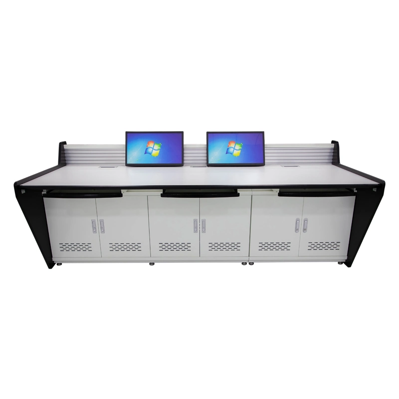 Electric Triple Monitor Standing Computer Desk Monitoring Table with Two Screens