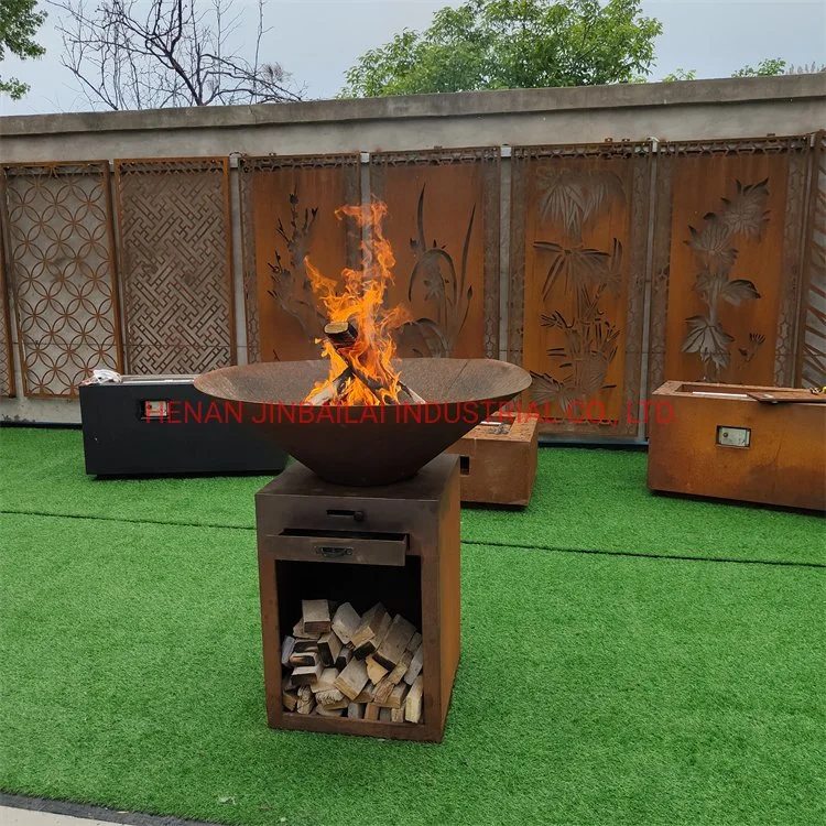 Quintal Grill Charcoal BBQ Família exterior Corten Aço fogo Pit CHURRASCO