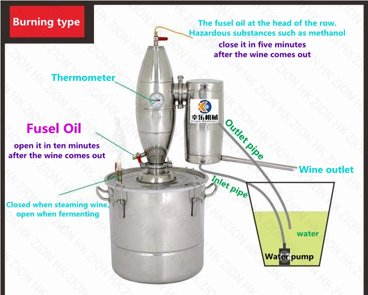 20L Stainless Steel 304 Alcohol Distilling Brewing Distillation Machine Barrel Wine Making Kit at Home Industrial Alcohol Distillation Equipment for Sale