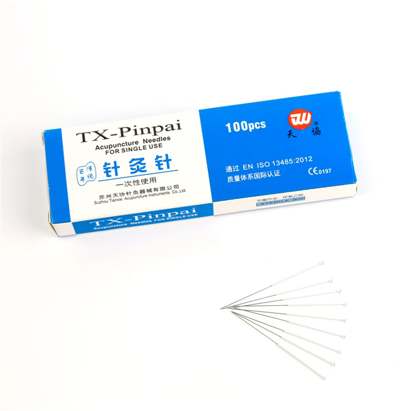 CE Certificate Disposable Sterile Silver Wire Spiral Handle Acupuncture Needles with Plastic Bag Packing